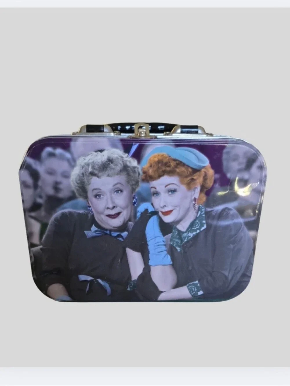 I Love Lucy and Ethel Chocolate Factory Tin Tote Lunch Box Used Vandor Vintage